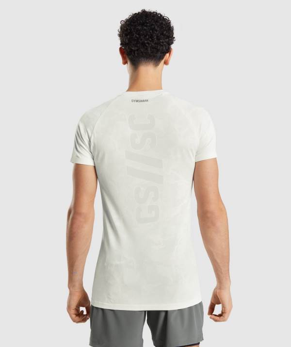 Panske Tricka Gymshark Steve Cook Seamless Biele Svetlo / Siva | EU3895167